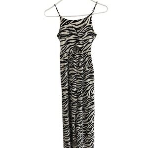 ZARA Jumpsuit Juniors Size 11/12 Zebra Spaghetti Straps Sleeveless Keyhole Gauzy